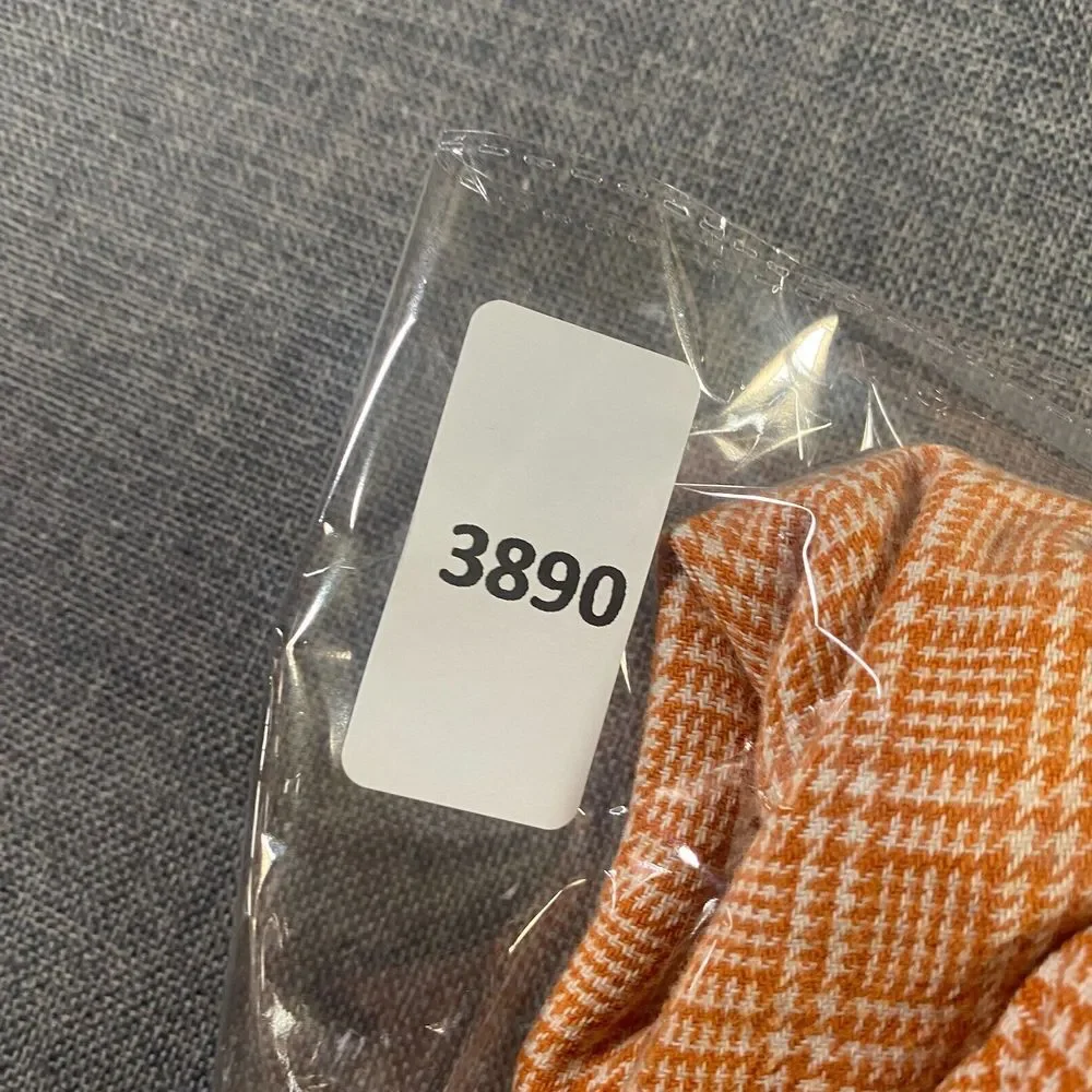 J Crew Check Plaid Houndstooth Flannel‎ Shirt Mens Size Large Orange